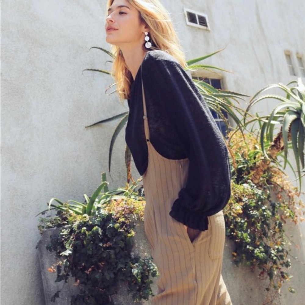 LAST ONE Canyon Pinstripe Jumpsuit in Moss - Picture 3 of 5
